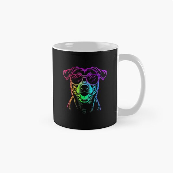 Item preview, Cool Neon Dog Portrait with Sunglasses – Vibrant Gradient Line Art designed and sold by PixelVibe782.