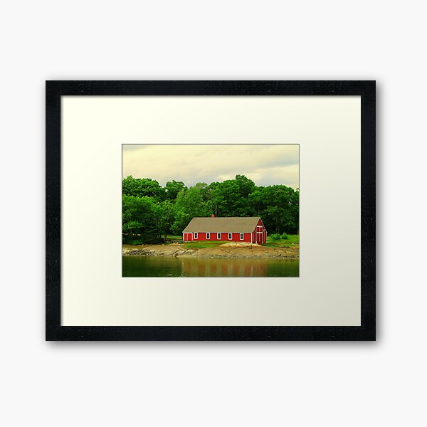 Item preview, Boathouse on rocky shore designed and sold by Patty Gross.