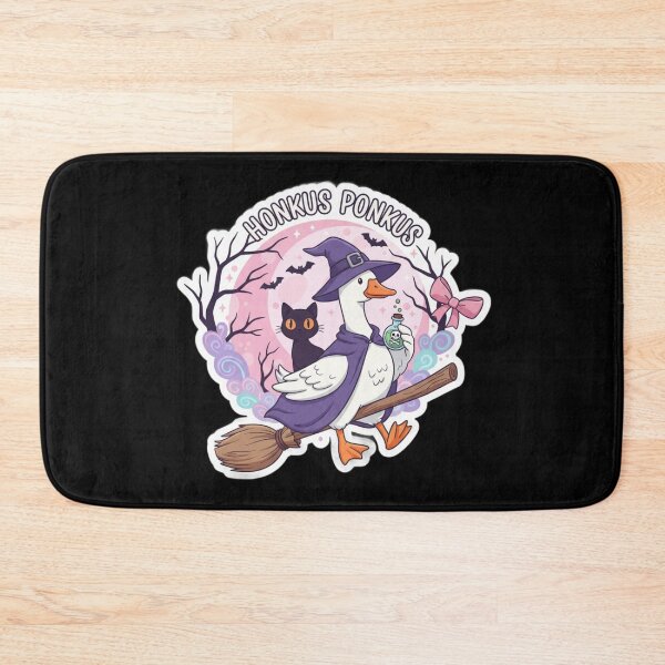 Item preview, Honkus Ponkus Witch Goose Cartoon – Cute Halloween Goose with Cat, Broom, and Moon designed and sold by zerastore.