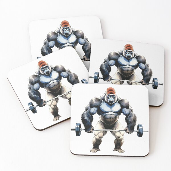 Item preview, Retro watercolor-style sticker of a gorilla at the gym  designed and sold by Origen88.