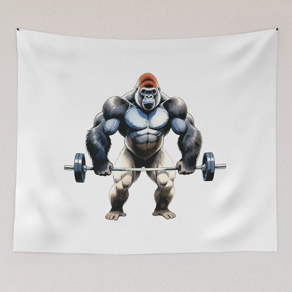 Item preview, Retro watercolor-style sticker of a gorilla at the gym  designed and sold by Origen88.