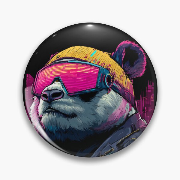Item preview, Cyberpunk Panda with Neon Visor – Vaporwave Streetwear Design designed and sold by Meiersbeste.