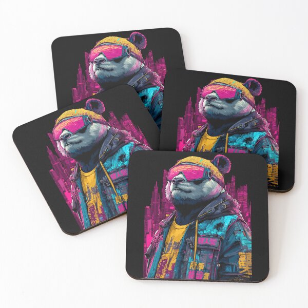 Item preview, Cyberpunk Panda with Neon Visor – Vaporwave Streetwear Design designed and sold by Meiersbeste.