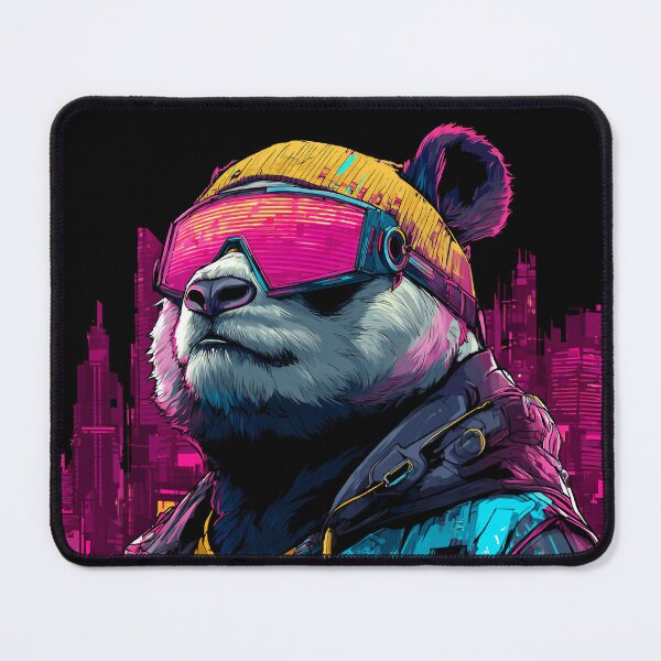 Item preview, Cyberpunk Panda with Neon Visor – Vaporwave Streetwear Design designed and sold by Meiersbeste.