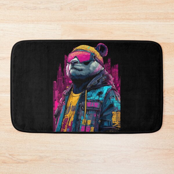 Item preview, Cyberpunk Panda with Neon Visor – Vaporwave Streetwear Design designed and sold by Meiersbeste.