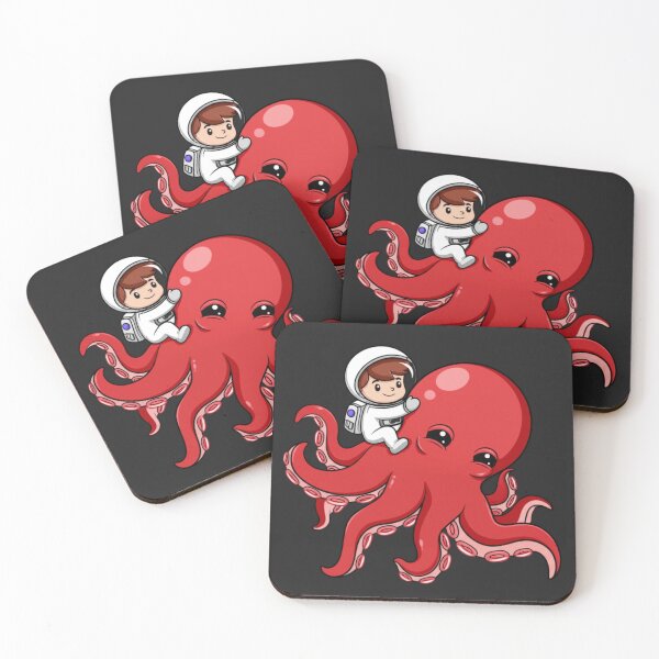 Item preview, Chibi Astronaut Riding a Giant Red Octopus – Funny Kawaii Space Design designed and sold by ColorSplash123.