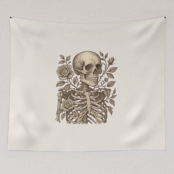 Item preview, Vintage Anatomical Bones & Botanicals – Skull and Ribcage Overlay designed and sold by Bratak.