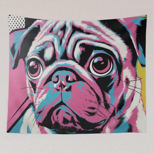 Item preview, Colorful Pop Art Pug Wall Art – Vibrant Dog Portrait Canvas Print designed and sold by jazzyfunky.