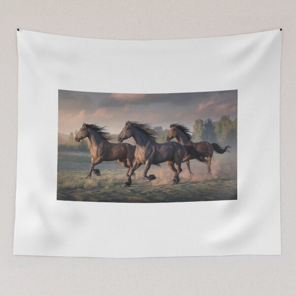 Item preview, Wild Horses Landscape Wall Art – Galloping Horse Canvas Print designed and sold by jazzyfunky.