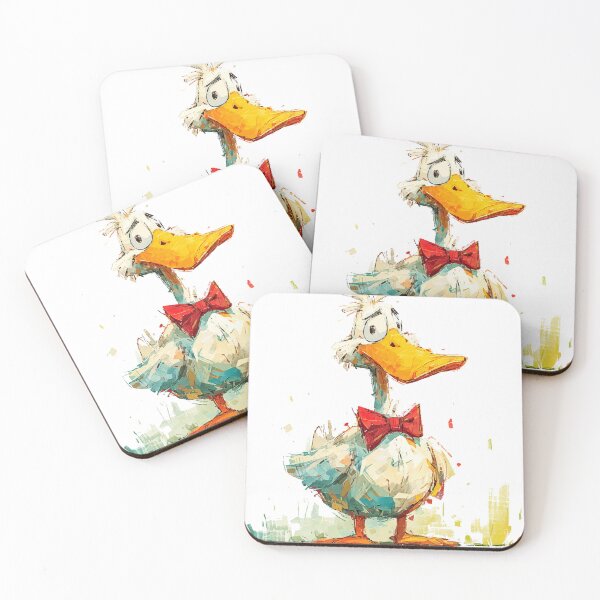 Item preview, Quirky Duck with Red Bow Tie – Funny Colorful Cartoon Bird designed and sold by Moss and Moon Studio.