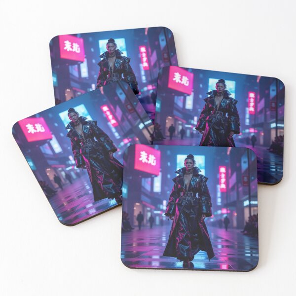 Item preview, Cyberpunk Streetwear Model – Neon City Night Scene designed and sold by VektorVibe.