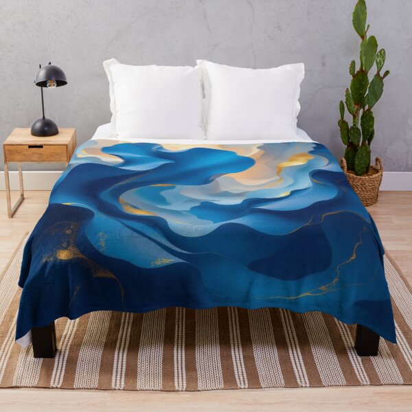Item preview, Blue Vortex – Flowing Elegance in Gold and Deep Ocean Tones designed and sold by FotoworldEdel.