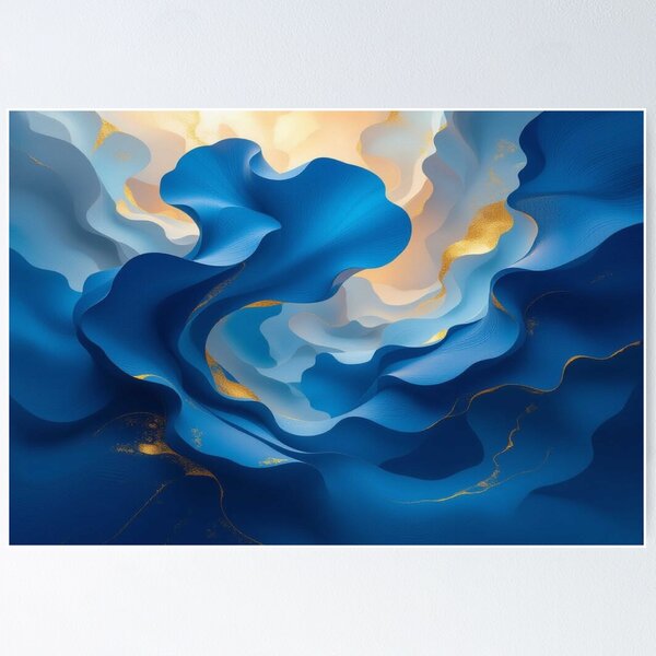 Artikelvorschau, Blue Vortex – Flowing Elegance in Gold and Deep Ocean Tones entworfen und verkauft von FotoworldEdel.