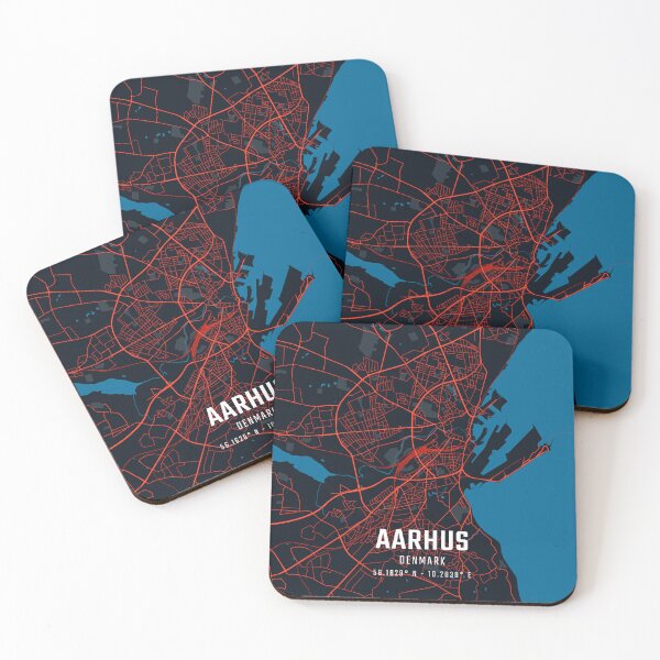 Item preview, Aarhus Red & Blue Minimalist Map designed and sold by HomeLivingCo.