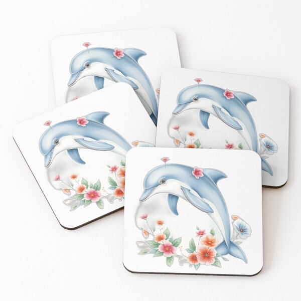 Item preview, Pastel Watercolor Dolphin with Flora designed and sold by sharon1210.