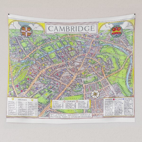 Item preview, CAMBRIDGE University map ENGLAND dorm decor graduate designed and sold by FrenchPrinting.
