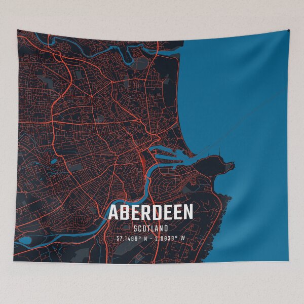 Item preview, Aberdeen Red & Blue Minimalist Map designed and sold by HomeLivingCo.