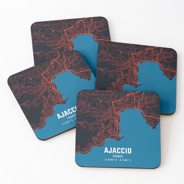 Item preview, Ajaccio Red & Blue Minimalist Map designed and sold by HomeLivingCo.