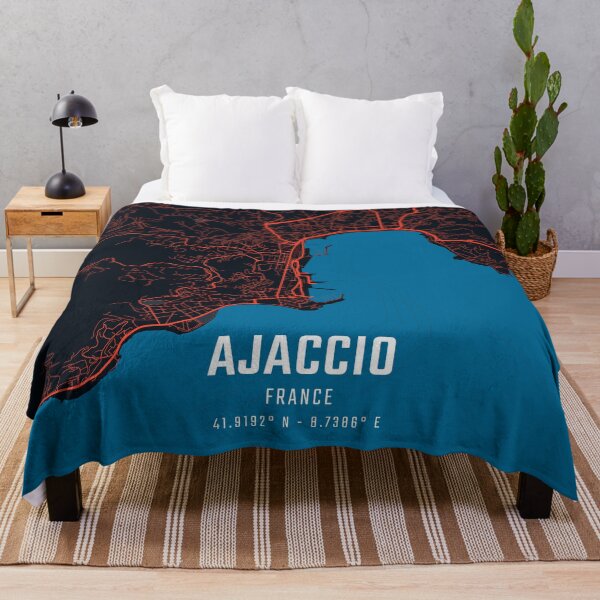 Item preview, Ajaccio Red & Blue Minimalist Map designed and sold by HomeLivingCo.