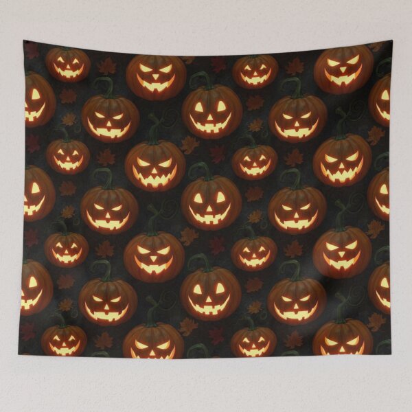 Item preview, Seamless Halloween Pumpkin Pattern – Spooky Fall Repeat Design designed and sold by JoeZigns81.