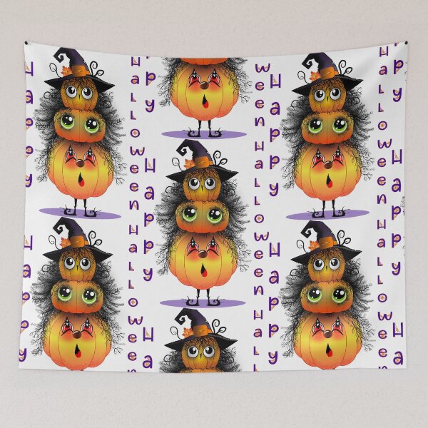 Item preview, Happy Halloween Tripple Pumpkins  designed and sold by Sonia Jones Art.