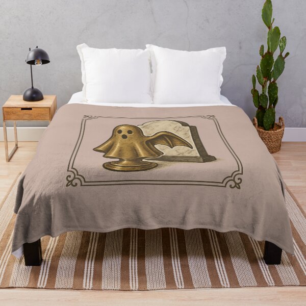 Item preview, Vintage Gothic Halloween Decor Icon – Brass Ghost & Marble Tombstone designed and sold by Bratak.