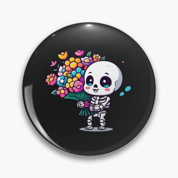 Item preview, Cute Chibi Skeleton with Colorful Flowers | Kawaii Anime Skeleton Design designed and sold by ColorSplash123.