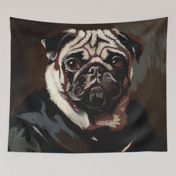 Item preview, Moody Pug Portrait Wall Art – Dramatic Pet Canvas Print designed and sold by jazzyfunky.