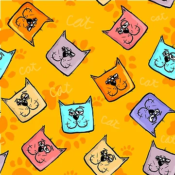 Artwork thumbnail, Cat- Cartoon pattern -Colourful by RWT-Design