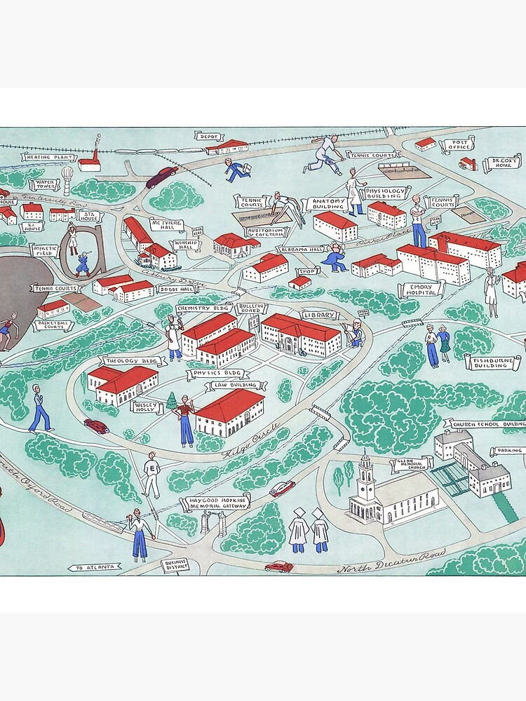 "EMORY University map ATLANTA dorm decor graduate" Throw Pillow