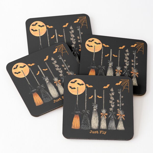 Item preview, Halloween Witches Broomsticks Just Fly Spooky Bats Moon designed and sold by MTJ-Mushrooms.