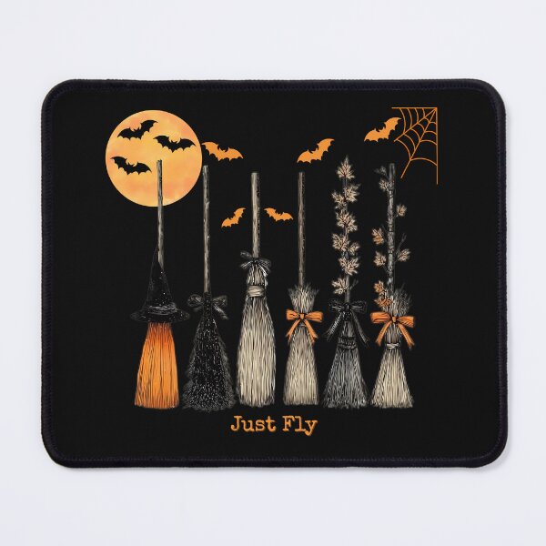 Item preview, Halloween Witches Broomsticks Just Fly Spooky Bats Moon designed and sold by MTJ-Mushrooms.