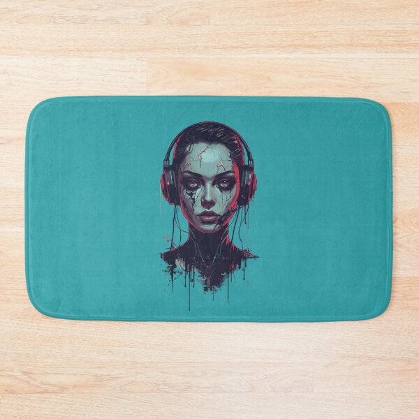 Item preview, Cyberpunk Female Android – Futuristic Neon Artwork designed and sold by BrightThreadBB.