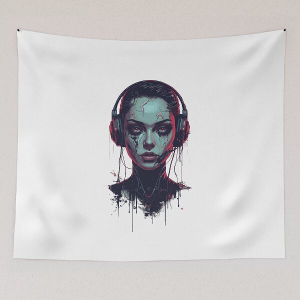 Item preview, Cyberpunk Female Android – Futuristic Neon Artwork designed and sold by BrightThreadBB.