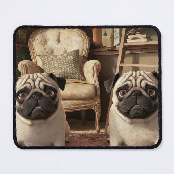 Item preview, Vintage Pug Pair Wall Art – Classic Two Dogs Canvas Print designed and sold by jazzyfunky.