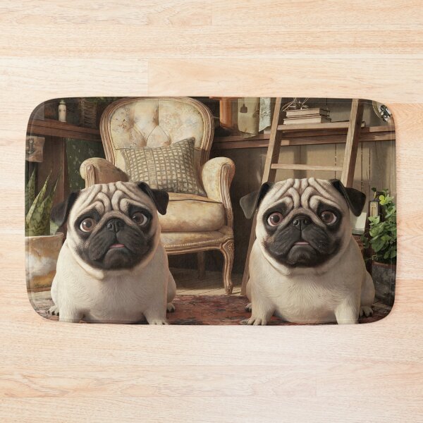Item preview, Vintage Pug Pair Wall Art – Classic Two Dogs Canvas Print designed and sold by jazzyfunky.