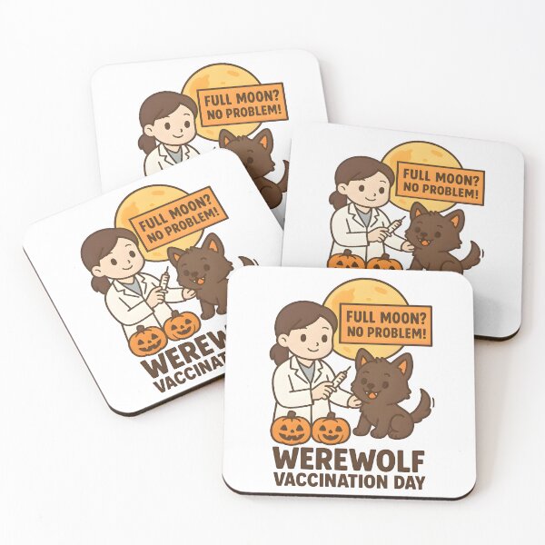 Item preview, Werewolf Vaccination Day – Cute Halloween Veterinary Cartoon designed and sold by Bettybee00.