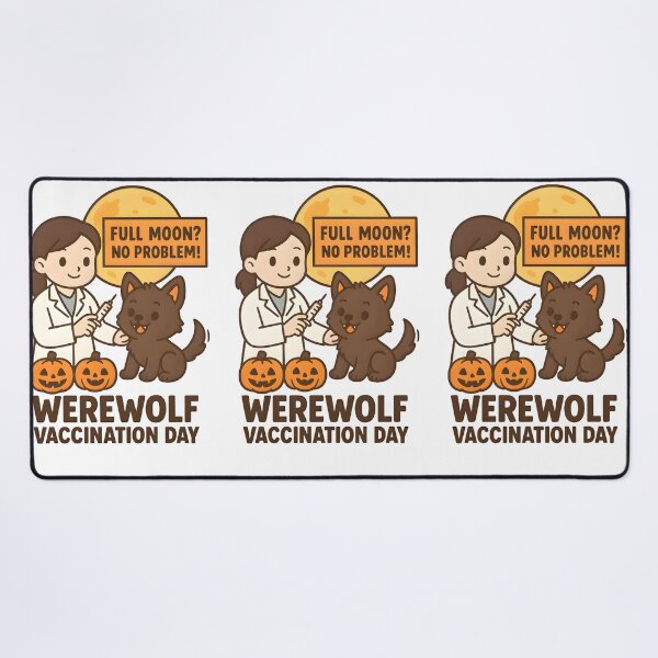 Item preview, Werewolf Vaccination Day – Cute Halloween Veterinary Cartoon designed and sold by Bettybee00.
