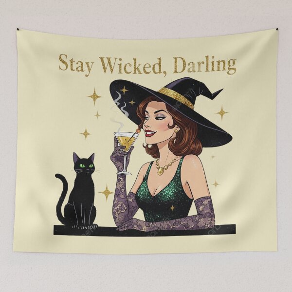 Item preview, Stay Wicked Darling Retro Witch Design designed and sold by PrintandJoy.