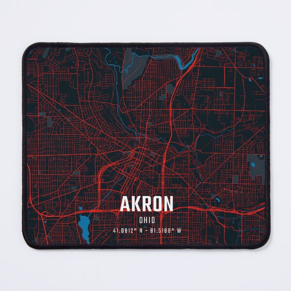 Item preview, Akron Red & Blue Minimalist Map designed and sold by HomeLivingCo.