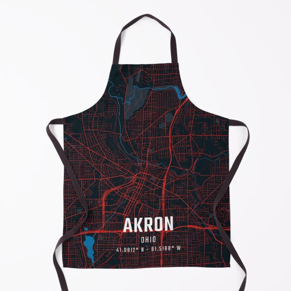 Item preview, Akron Red & Blue Minimalist Map designed and sold by HomeLivingCo.