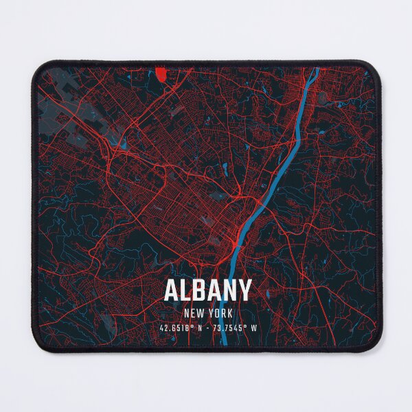 Item preview, Albany Red & Blue Minimalist Map designed and sold by HomeLivingCo.