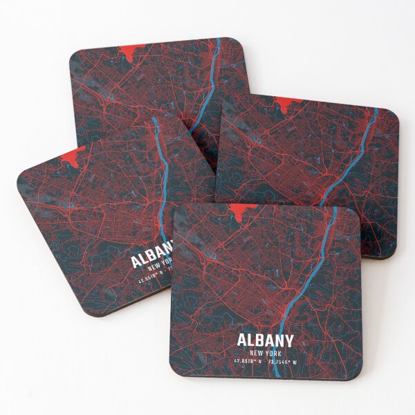 Item preview, Albany Red & Blue Minimalist Map designed and sold by HomeLivingCo.
