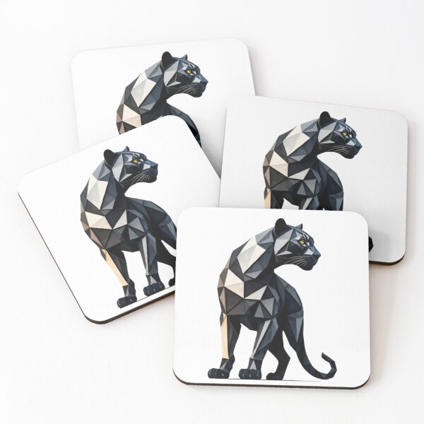 Item preview, Geometric Panther Art – Polygon Black Panther Sticker, Modern Abstract Wild Cat Design designed and sold by Gurjeetpixelart.