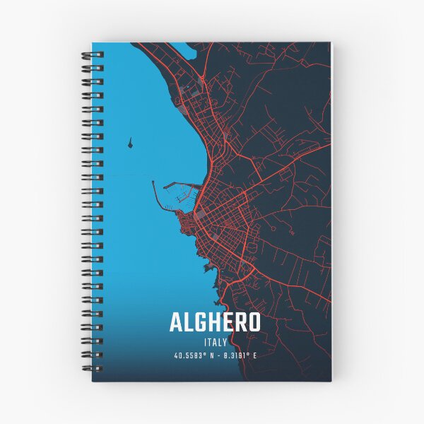 Item preview, Alghero Red & Blue Minimalist Map designed and sold by HomeLivingCo.