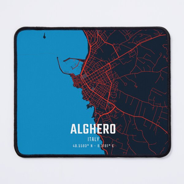 Item preview, Alghero Red & Blue Minimalist Map designed and sold by HomeLivingCo.