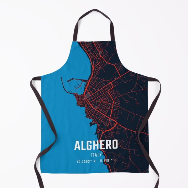 Item preview, Alghero Red & Blue Minimalist Map designed and sold by HomeLivingCo.