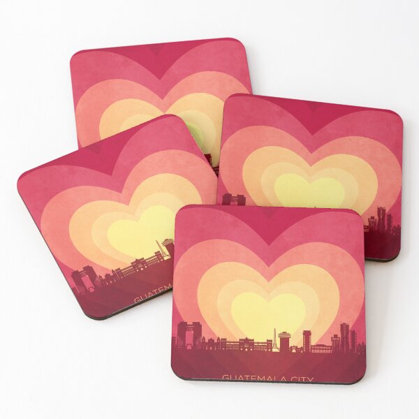 Item preview, Guatemala City Skyline Guatemala Hearts Red Yellow designed and sold by ArtPrints.