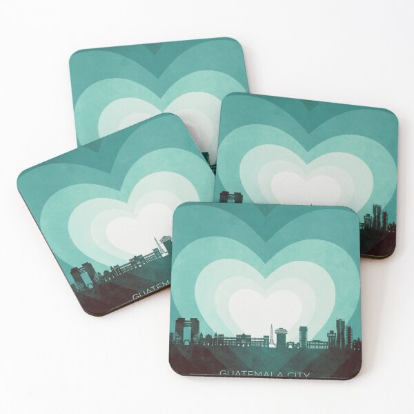 Item preview, Guatemala City Skyline Guatemala Hearts Teal designed and sold by ArtPrints.