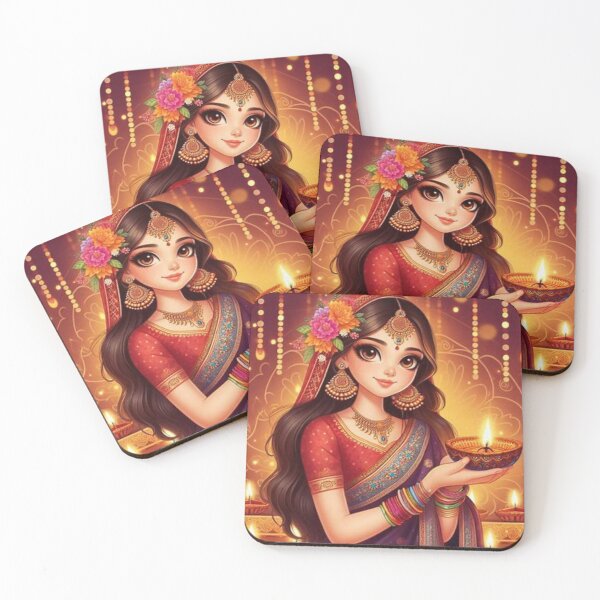 Item preview, Traditional Indian Girl with Cartoon Style designed and sold by Mywaymylife.